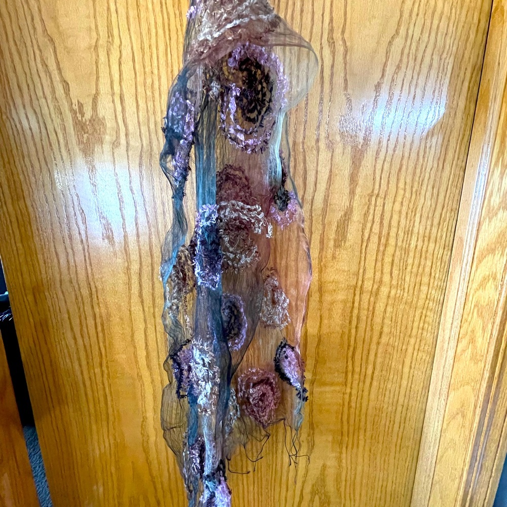 Natural Silk Sheer Multi-Colored Scarf